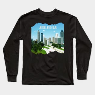 Cool photography of Atlanta Georgia skyline blue sky USA city break Long Sleeve T-Shirt